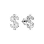 Dollar Sign Earrings - Gold, CZ-embellished hip hop jewelry for bold statements by MORF.
