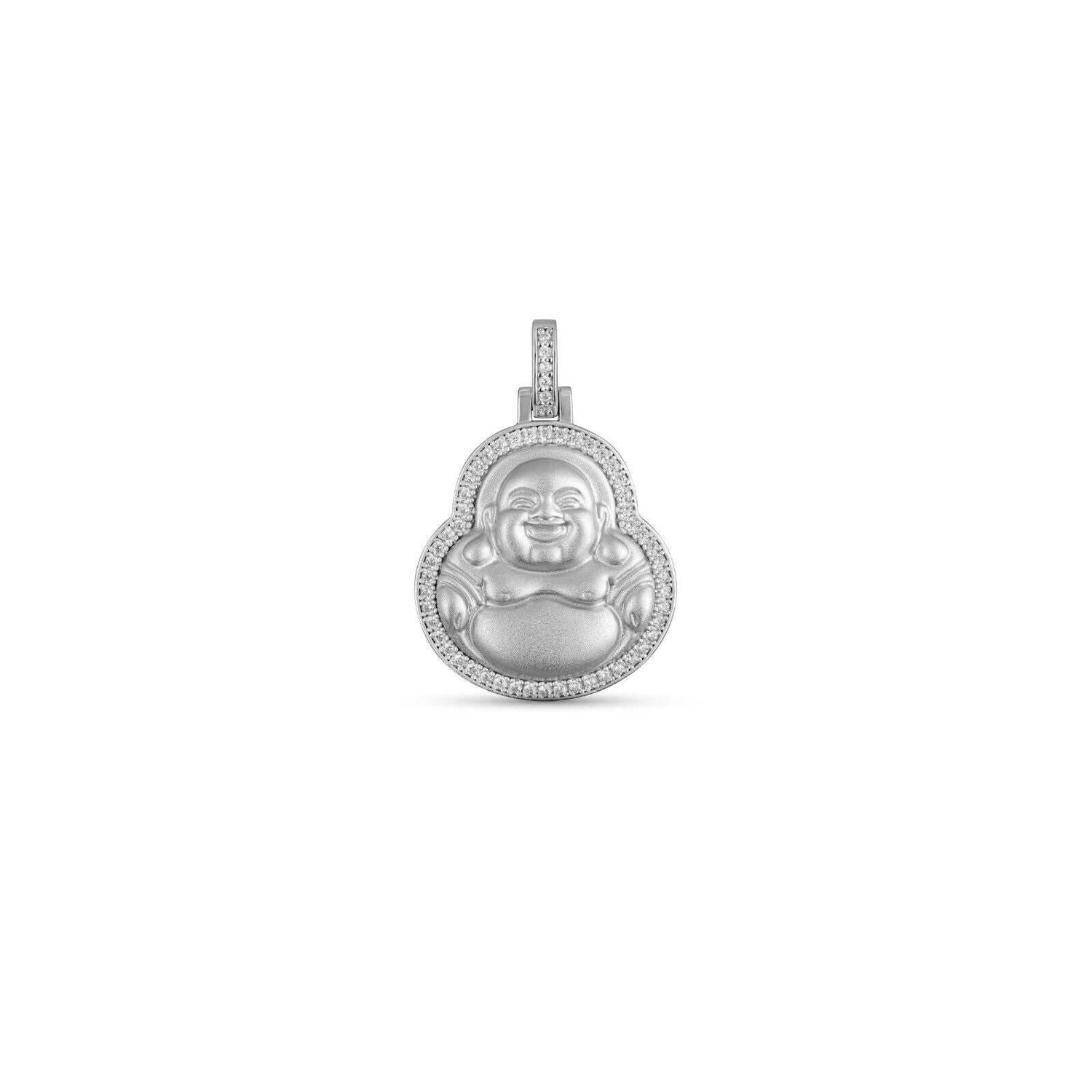 Real 925 Sterling Silver Buddha Pendant w/ Rope Chain Mens Ladies CZ Necklace - DestGlow