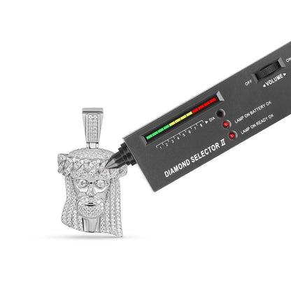 Unisex Moissanite Jesus Head Piece Pendant 3.3mm Rope Chain Necklace 925 Silver - DestGlow