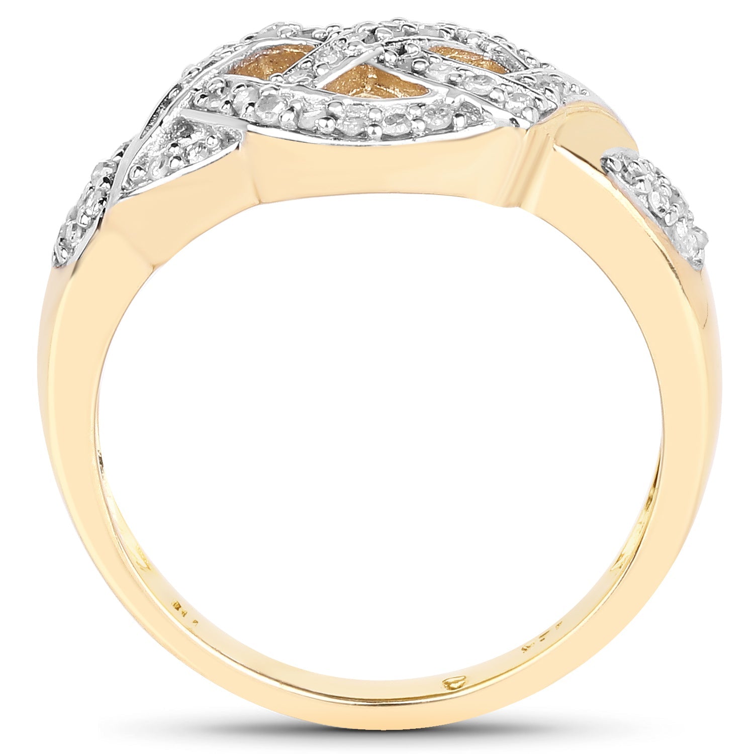 14K Yellow Gold Plated 0.21 Carat Genuine White Diamond .925 Sterling Silver Ring by Bids.com