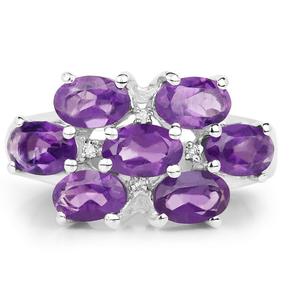 3.05 Carat Genuine Amethyst and White Topaz .925 Sterling Silver Ring by Bids.com