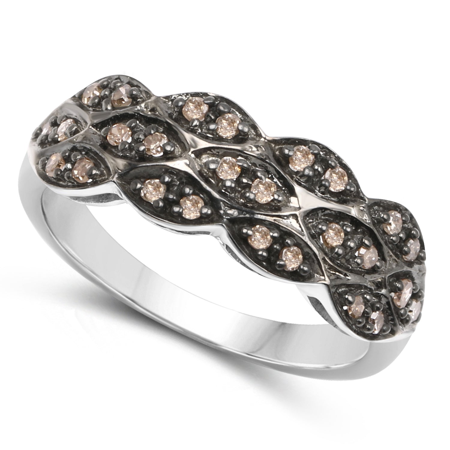 0.31 Carat Genuine Champagne Diamond .925 Sterling Silver Ring by Bids.com