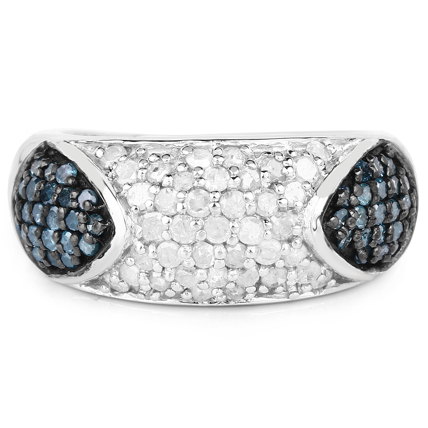 0.94 Carat Genuine Blue Diamond and White Diamond .925 Sterling Silver Ring by Bids.com