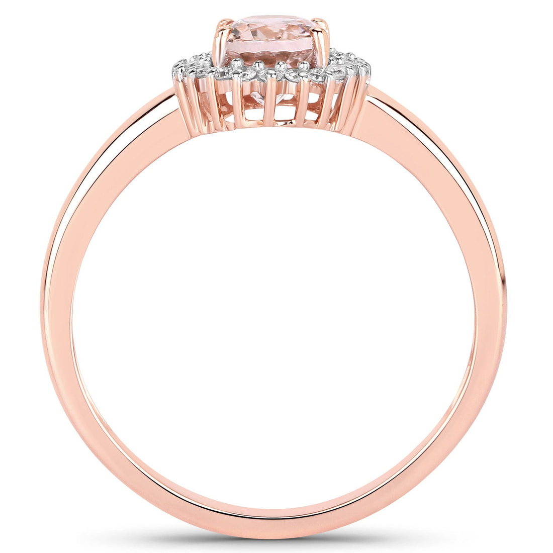 0.81 Carat Genuine Morganite and White Diamond 14K Rose Gold Ring by Bids.com