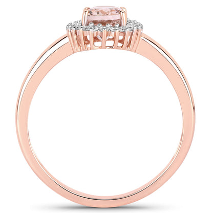 0.81 Carat Genuine Morganite and White Diamond 14K Rose Gold Ring by Bids.com