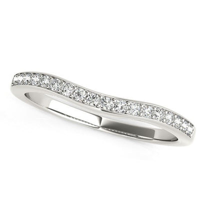 14k White Gold Curved Diamond Wedding Ring (1/4 cttw) by Bids.com