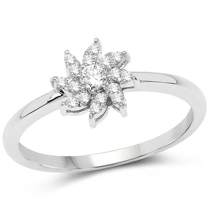 0.18 Carat Genuine White Diamond 14K White Gold Ring (E-F-G Color, SI Clarity) by Bids.com