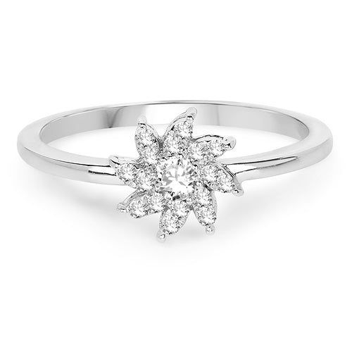 0.18 Carat Genuine White Diamond 14K White Gold Ring (E-F-G Color, SI Clarity) by Bids.com