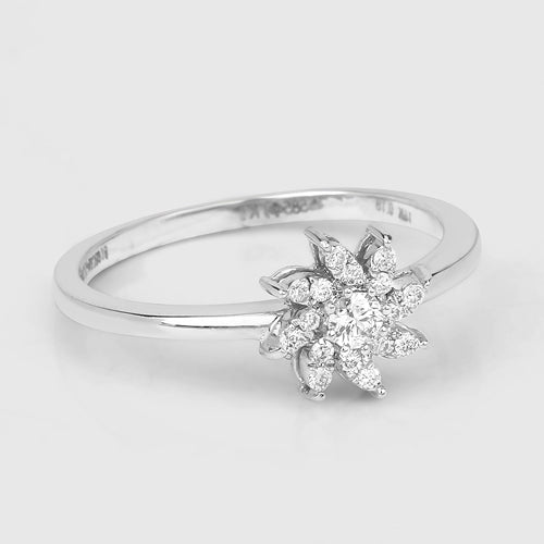 0.18 Carat Genuine White Diamond 14K White Gold Ring (E-F-G Color, SI Clarity) by Bids.com