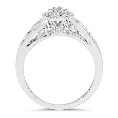 0.25 Carat Genuine White Diamond 14K White Gold Ring (E-F Color, SI Clarity) by Bids.com
