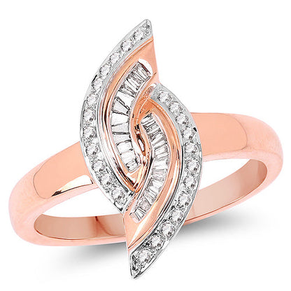 0.29 Carat Genuine White Diamond 14K Rose Gold Ring (E-F Color, SI1-SI2 Clarity) by Bids.com