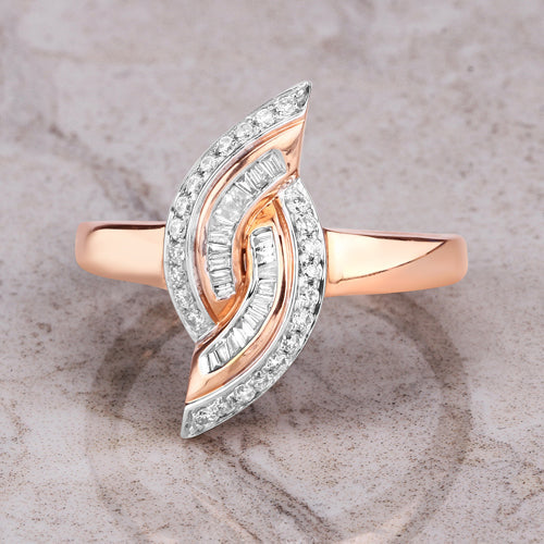 0.29 Carat Genuine White Diamond 14K Rose Gold Ring (E-F Color, SI1-SI2 Clarity) by Bids.com