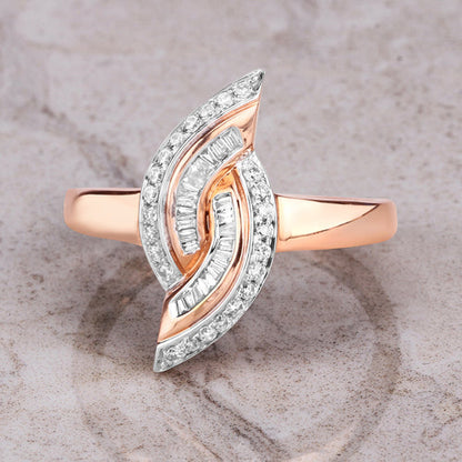 0.29 Carat Genuine White Diamond 14K Rose Gold Ring (E-F Color, SI1-SI2 Clarity) by Bids.com