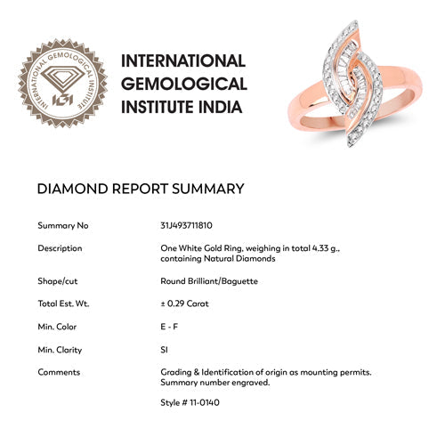 0.29 Carat Genuine White Diamond 14K Rose Gold Ring (E-F Color, SI1-SI2 Clarity) by Bids.com