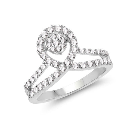 0.54 Carat Genuine White Diamond 14K White Gold Ring (G-H Color, SI1-SI2 Clarity) by Bids.com
