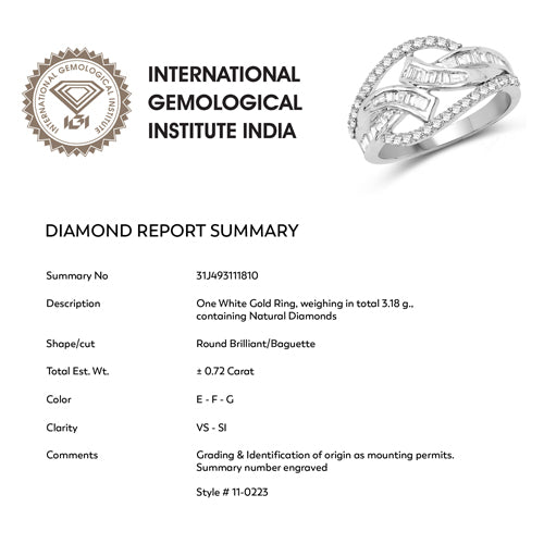 0.72 Carat Genuine White Diamond 14K White Gold Ring (E-F-G Color, VS-SI Clarity) by Bids.com