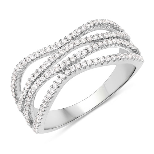 0.46 Carat Genuine White Diamond 14K White Gold Ring (F-G Color, SI Clarity) by Bids.com