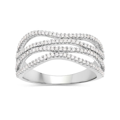 0.46 Carat Genuine White Diamond 14K White Gold Ring (F-G Color, SI Clarity) by Bids.com