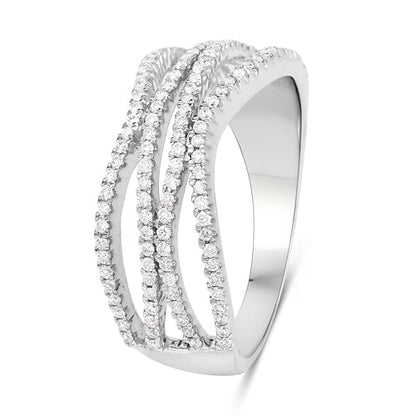 0.46 Carat Genuine White Diamond 14K White Gold Ring (F-G Color, SI Clarity) by Bids.com