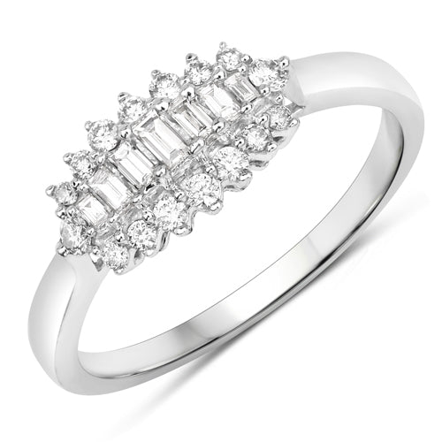0.37 Carat Genuine White Diamond 14K White Gold Ring (E-F Color, VS-SI Clarity) by Bids.com