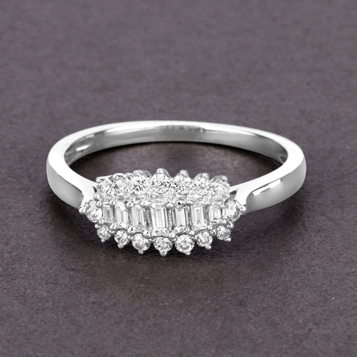 0.37 Carat Genuine White Diamond 14K White Gold Ring (E-F Color, VS-SI Clarity) by Bids.com