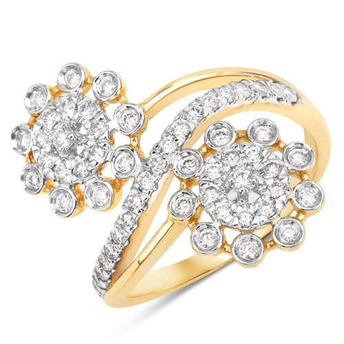 0.56 Carat Genuine White Diamond 14K Yellow Gold Ring (E-F Color, SI1-SI2 Clarity) by Bids.com
