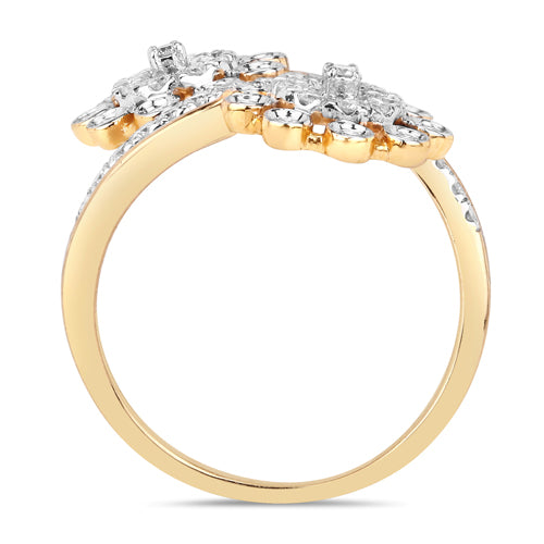 0.56 Carat Genuine White Diamond 14K Yellow Gold Ring (E-F Color, SI1-SI2 Clarity) by Bids.com