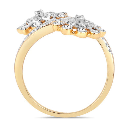 0.56 Carat Genuine White Diamond 14K Yellow Gold Ring (E-F Color, SI1-SI2 Clarity) by Bids.com