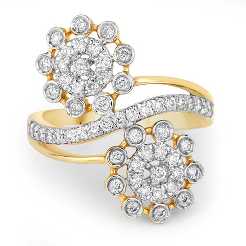 0.56 Carat Genuine White Diamond 14K Yellow Gold Ring (E-F Color, SI1-SI2 Clarity) by Bids.com