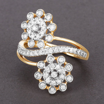 0.56 Carat Genuine White Diamond 14K Yellow Gold Ring (E-F Color, SI1-SI2 Clarity) by Bids.com