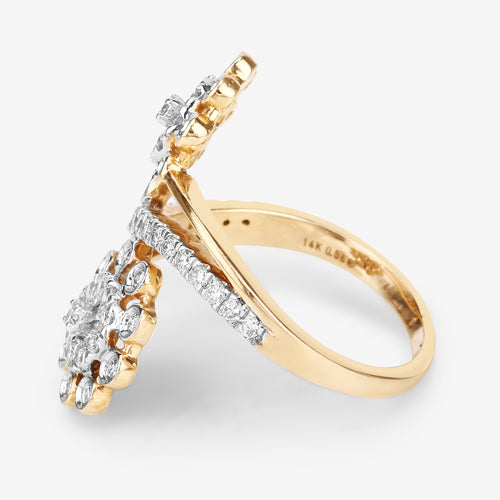 0.56 Carat Genuine White Diamond 14K Yellow Gold Ring (E-F Color, SI1-SI2 Clarity) by Bids.com