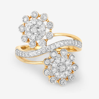 0.56 Carat Genuine White Diamond 14K Yellow Gold Ring (E-F Color, SI1-SI2 Clarity) by Bids.com