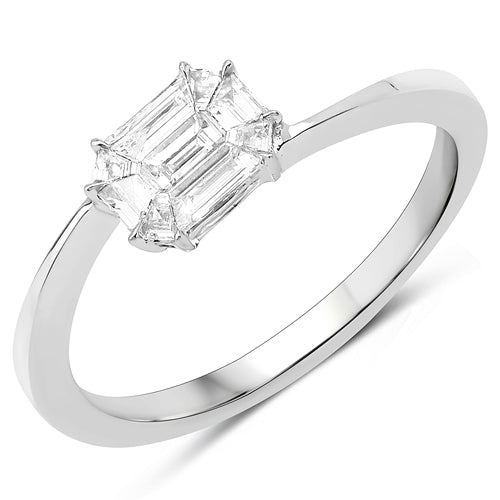 0.33 Carat Genuine White Diamond 18K White Gold Ring (F-G Color, VVS-VS Clarity) by Bids.com