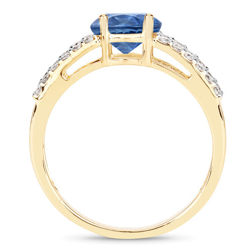 1.29 Carat Genuine Blue Sapphire and White Diamond 14K Yellow Gold Ring by Bids.com