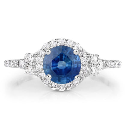 1.34 Carat Genuine Blue Sapphire and White Diamond 14K White Gold Ring by Bids.com