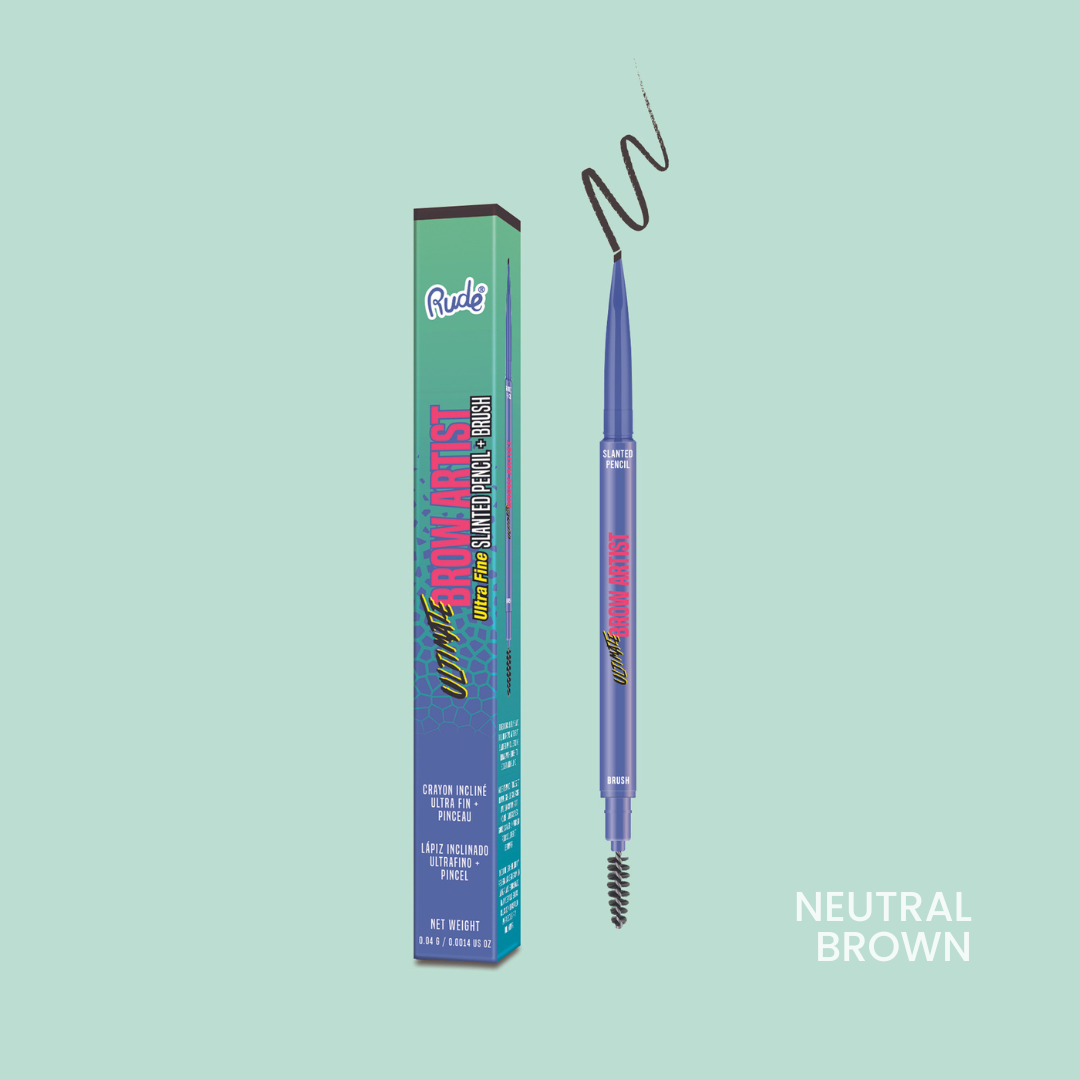 RUDE Ultimate Brow Artist Ultra Fine Slanted Pencil &amp; Brush - Neutral Brown - DestGlow