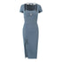 Sexy Pleated Side Split Dress Women Summer School Bag Buckle Faux Two Piece Halter Dress by Ragazza