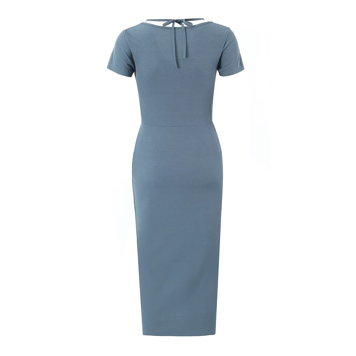 Sexy Pleated Side Split Dress Women Summer School Bag Buckle Faux Two Piece Halter Dress by Ragazza