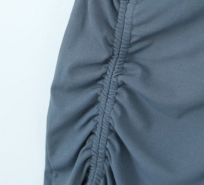 Sexy Pleated Side Split Dress Women Summer School Bag Buckle Faux Two Piece Halter Dress by Ragazza