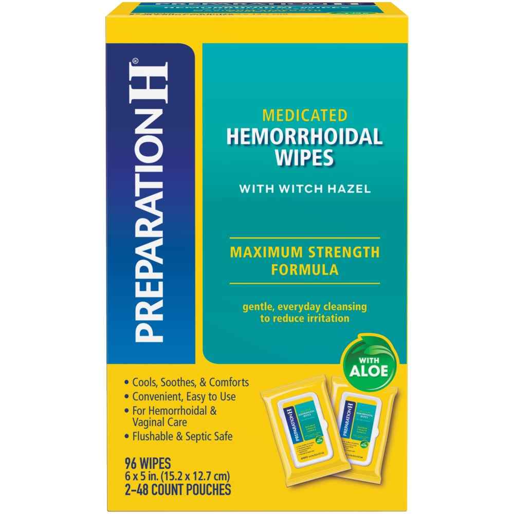 Preparation H® Flushable Medicated Wipes – Maximum Strength with Witch Hazel &amp; Aloe