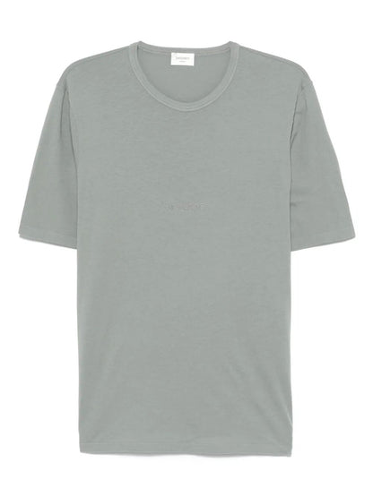 Saint Laurent Men Tonal Logo Embroidery Cotton T-Shirt by Luosophy
