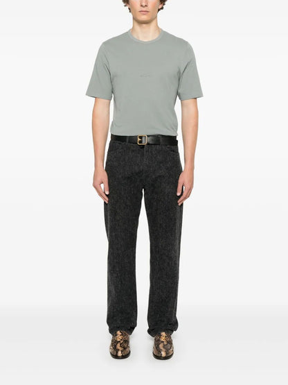Saint Laurent Men Tonal Logo Embroidery Cotton T-Shirt by Luosophy