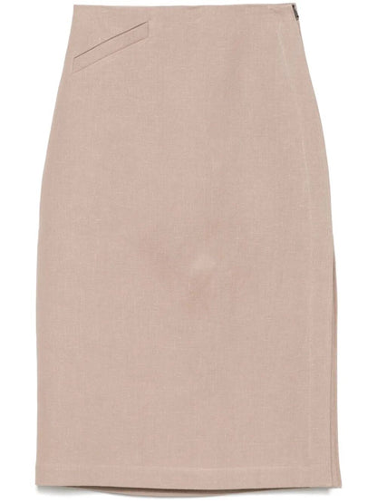 Fendi Women Waxed Linen Straight Midi Skirt by Luosophy