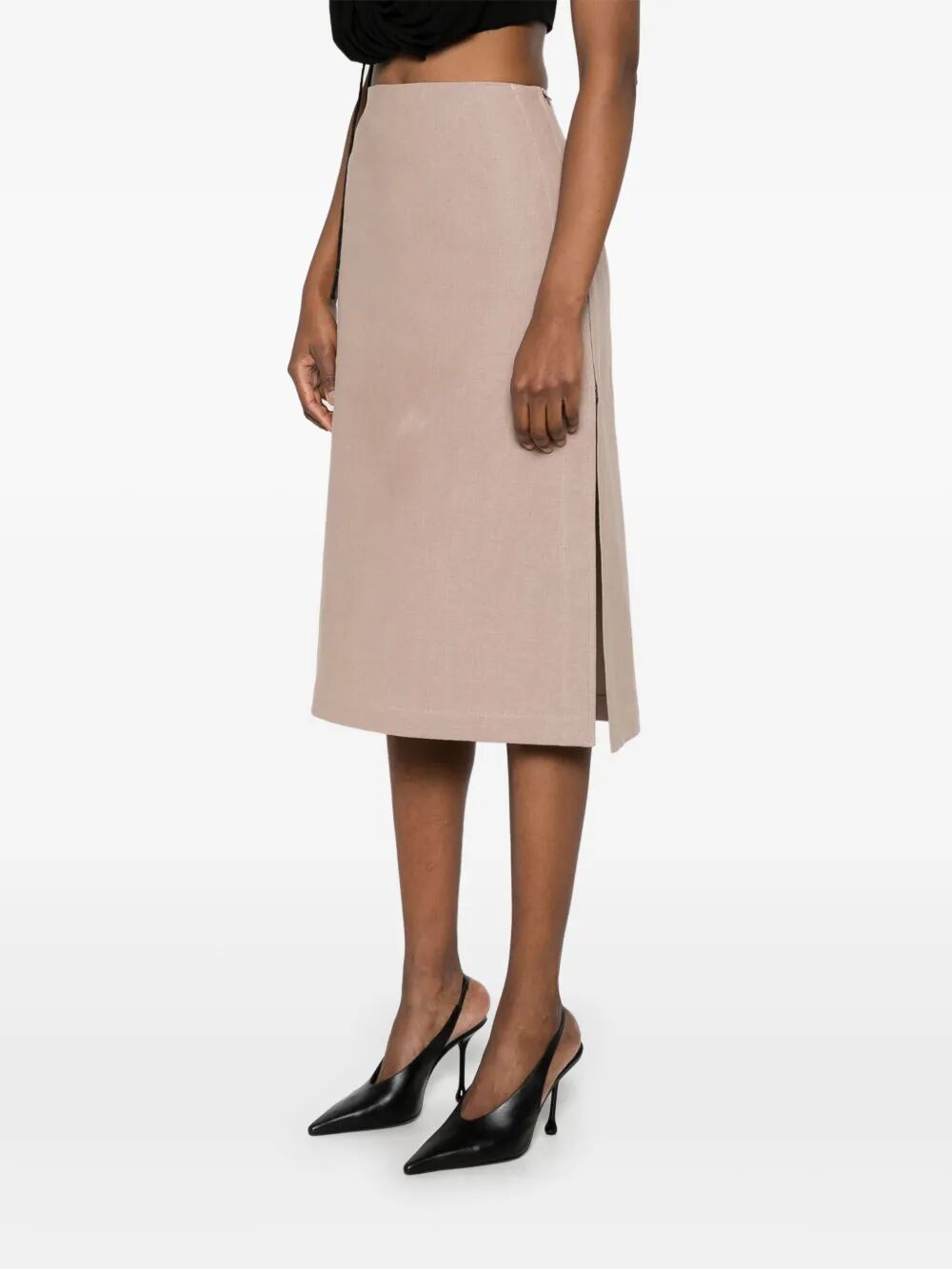 Fendi Women Waxed Linen Straight Midi Skirt by Luosophy