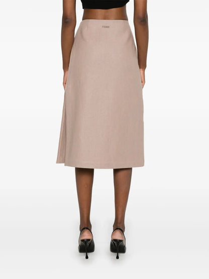 Fendi Women Waxed Linen Straight Midi Skirt by Luosophy