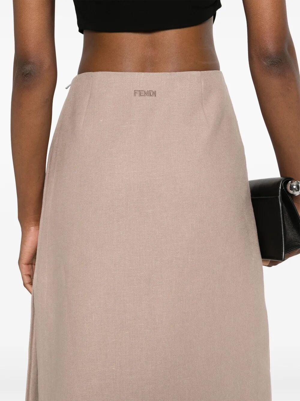 Fendi Women Waxed Linen Straight Midi Skirt by Luosophy