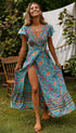 Spot Summer Casual Holiday Floral Print Dress Sexy Dress Women Clothing Wrap Dress by Ragazza