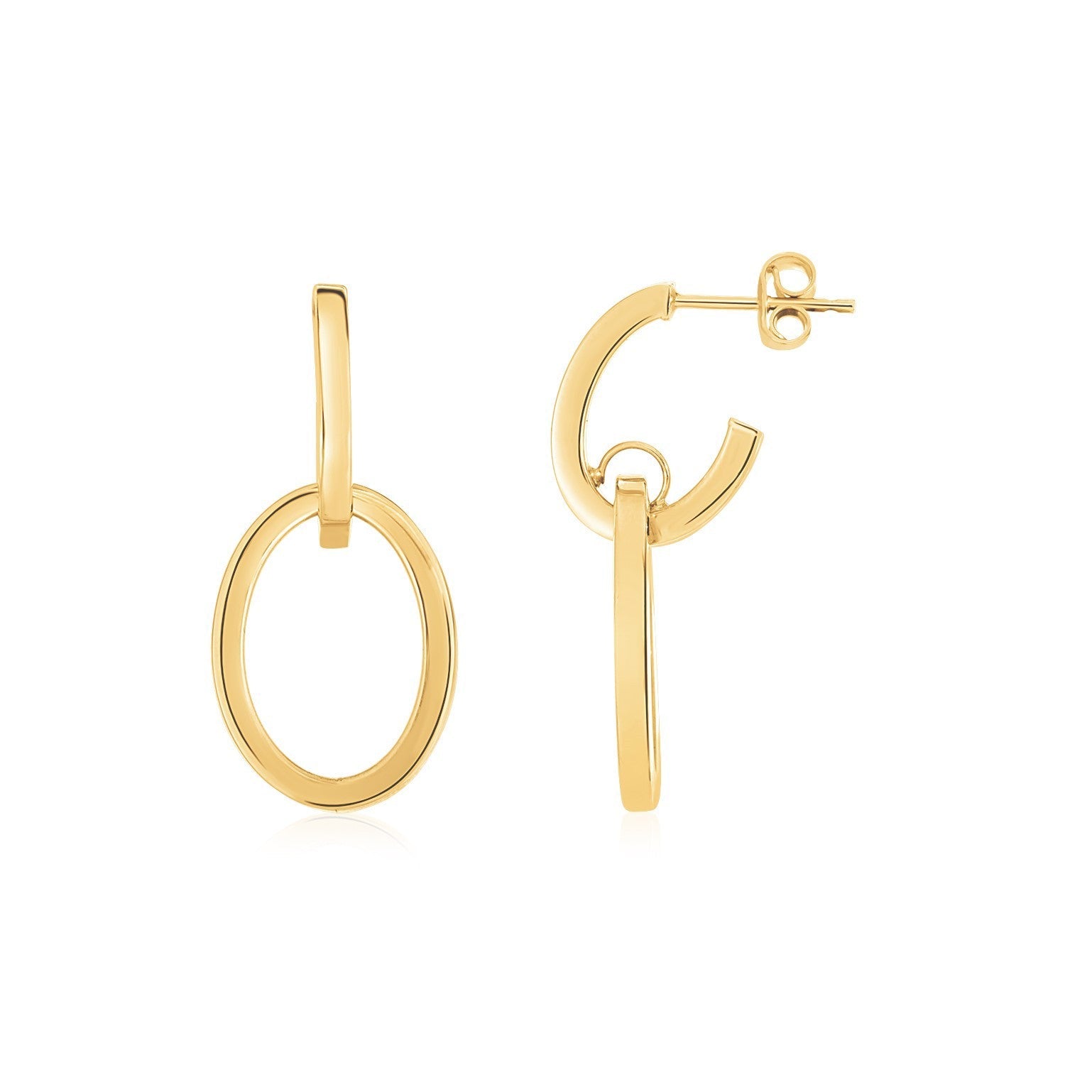 14K Yellow Gold Interlocking Drop Hoop Earrings by Bids.com