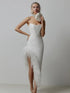 Summer High Waist Feather Split Sleeveless Tube Top Midi Dress Sexy Sweet Dress by Ragazza