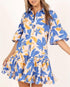 Women Spring Women Blue Big Floral Short Sleeve Dress by Ragazza
